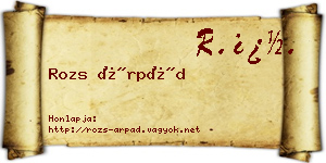 Rozs Árpád névjegykártya